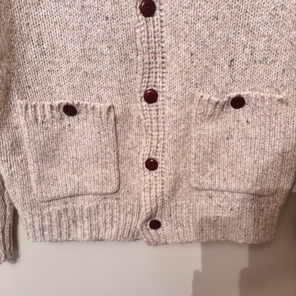 Men's Cream Shawl Collar Cardigan - Picture 3 of 7